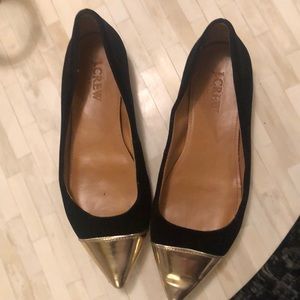 Jcrew suede black pointy toe flats